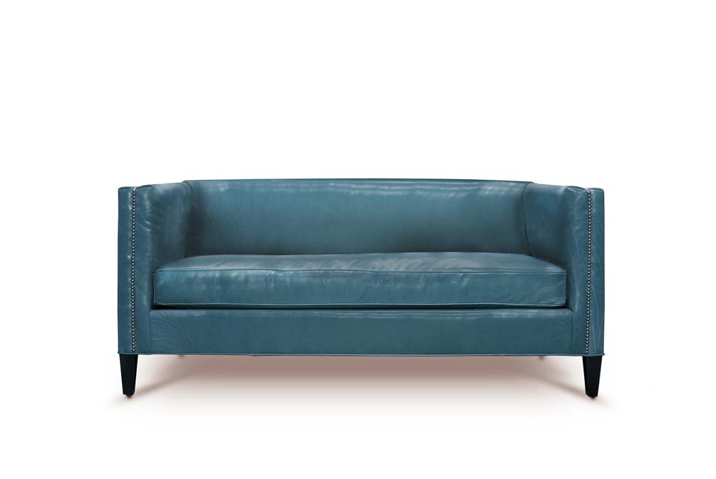 68 Inch Dylan Mid-Century Sofa in Renegade Blue Leather