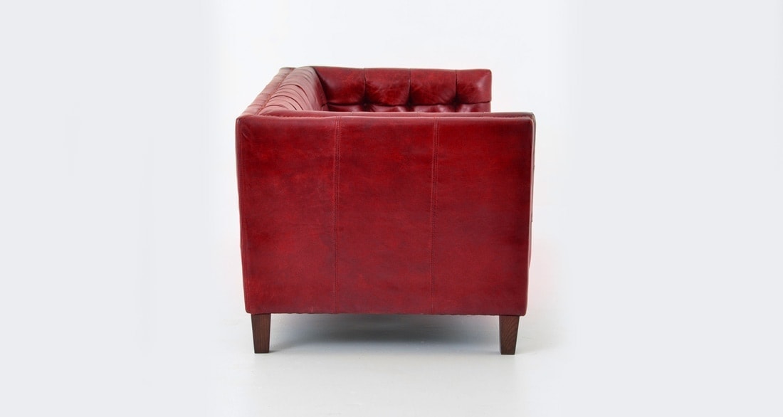 Dylan Mid-Century Red Leather Tuxedo Chair