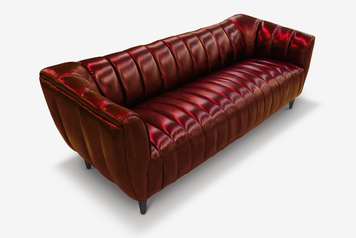 Hughes Oxblood Leather Art Deco Sofa