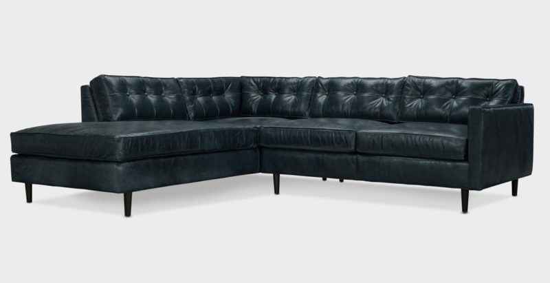 Jack Black Leather Mid-Century Low Profile Knoll Style Sectional