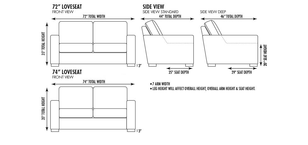 Loveseat Sizes | of Iron & Oak