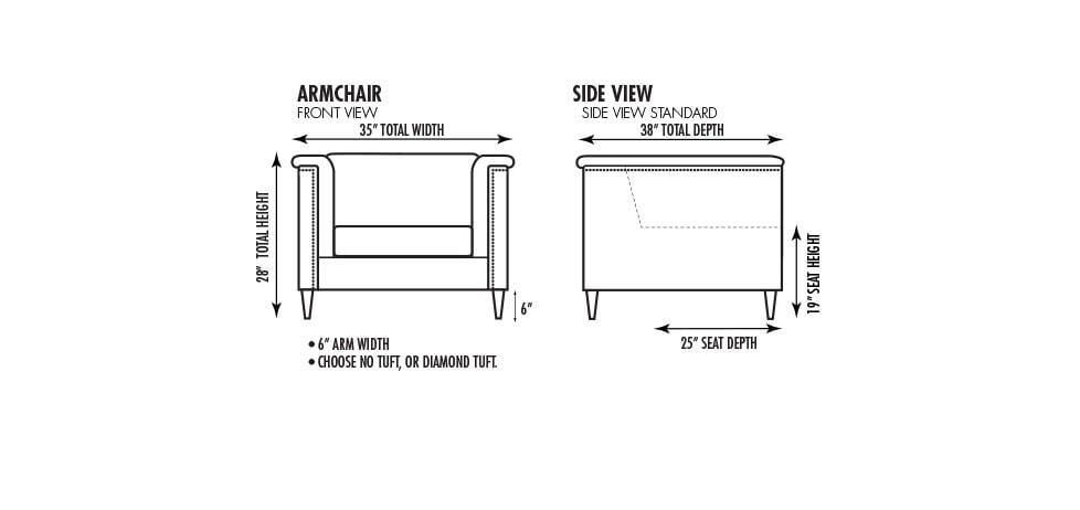 Armchair 2025 dimensions inches