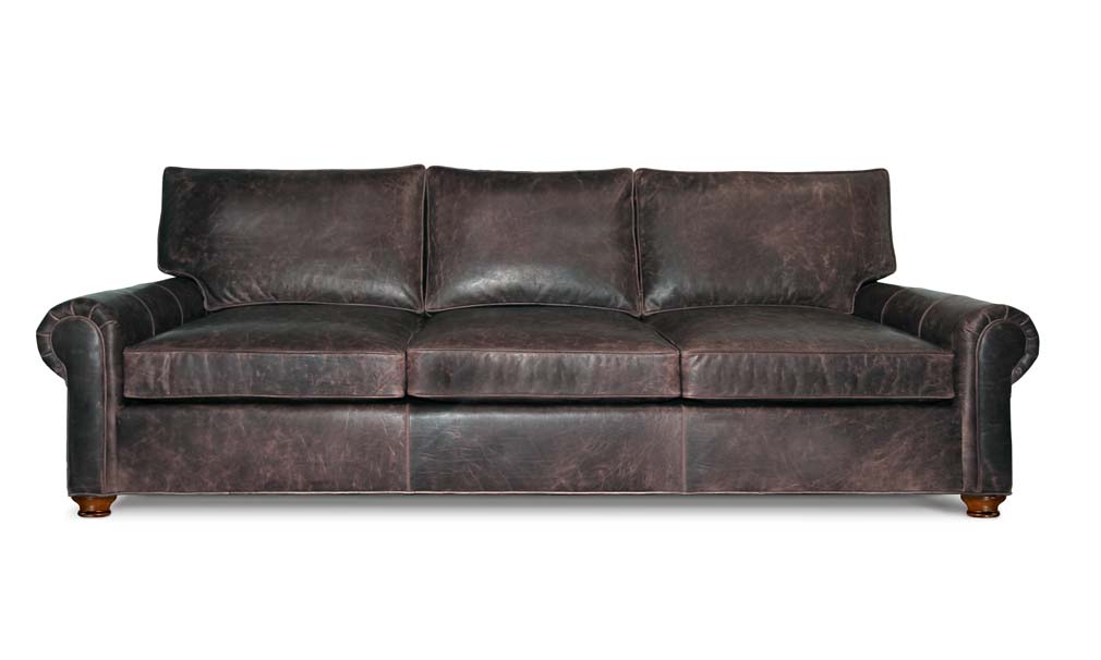 Anthracite Leather Roosevelt Roll Arm Sofa