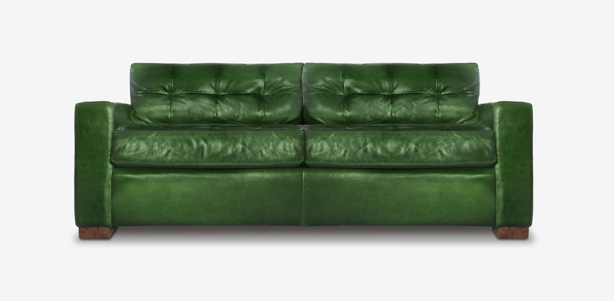 Brando Track Arm Sofa in Green Leather