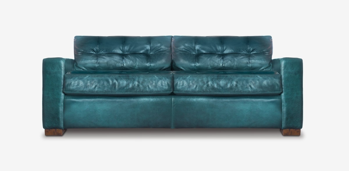 Brando Track Arm Sofa in Teal Leather