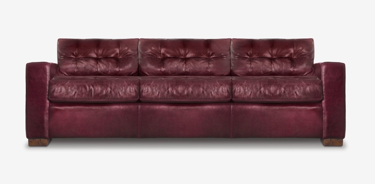 Brando Track Arm Sofa in Aubergine Leather
