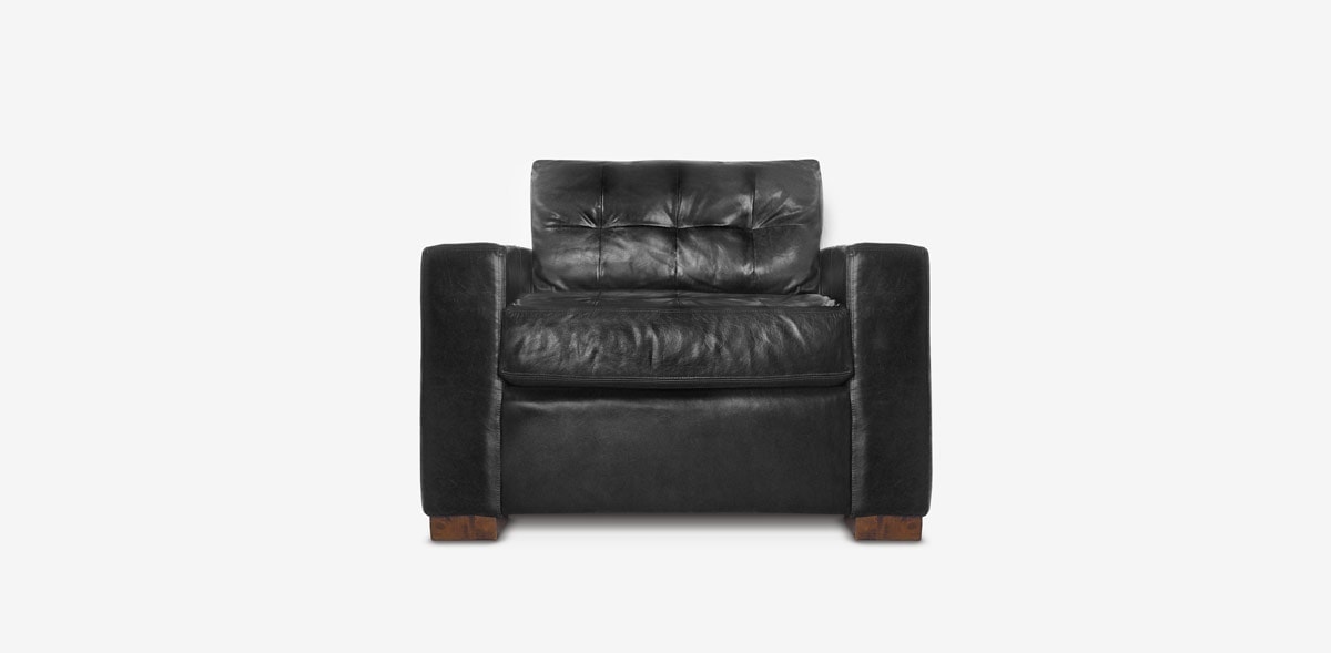 Brando Track Arm Chair in Black Leather