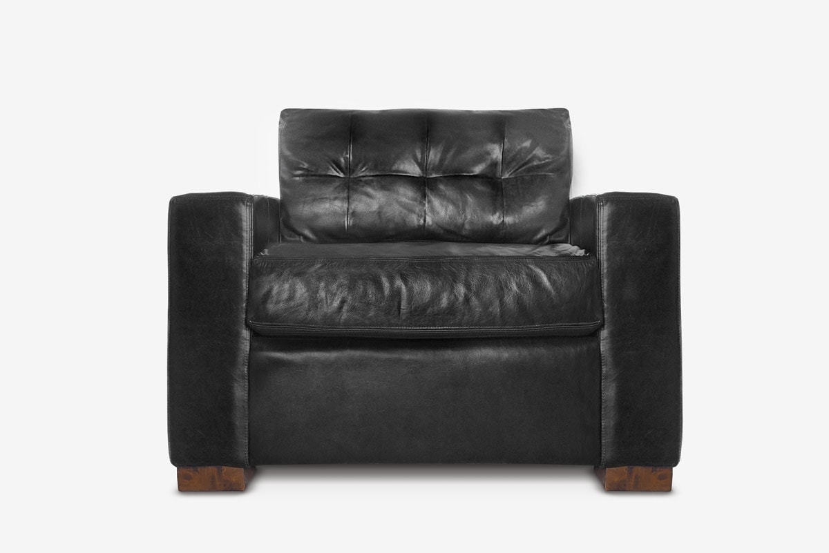 Brando Track Arm Chair in Black Leather