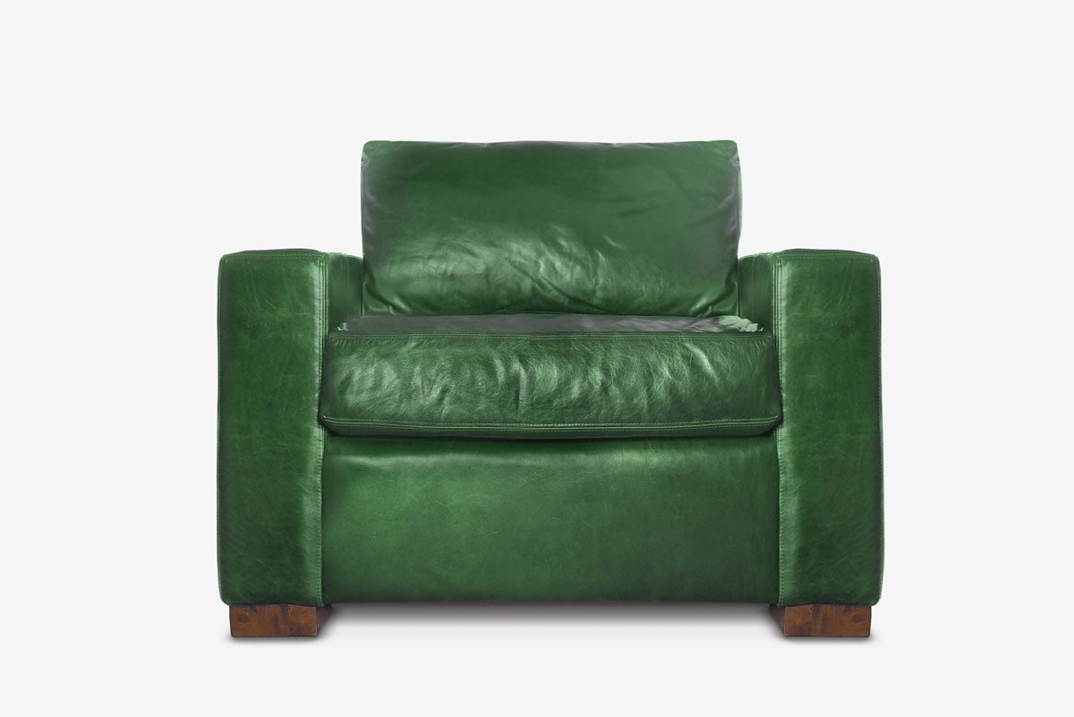 McQueen Track Arm Chair in Green Leather