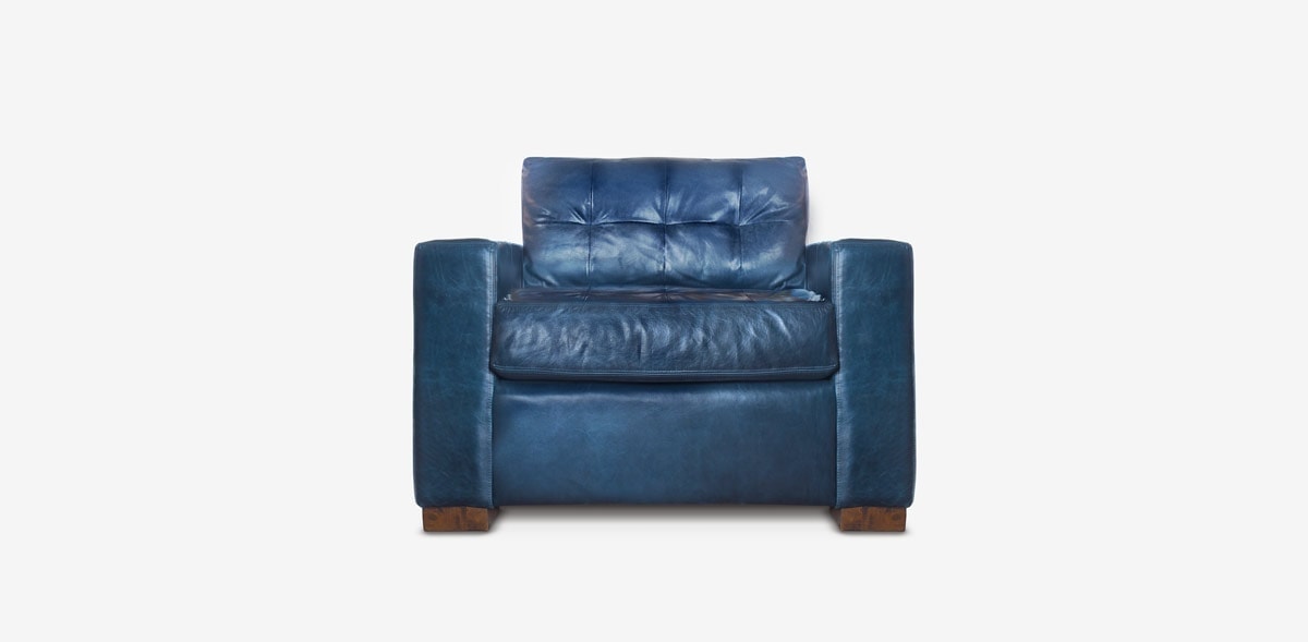 Brando Track Arm Chair in Navy Leather