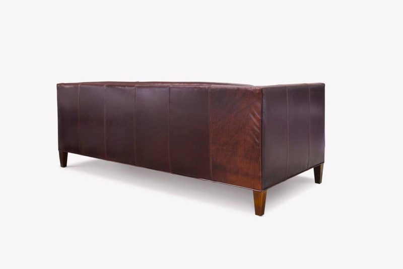 Dylan Mid-Century Brown Leather Tufted Tuxedo Sofa