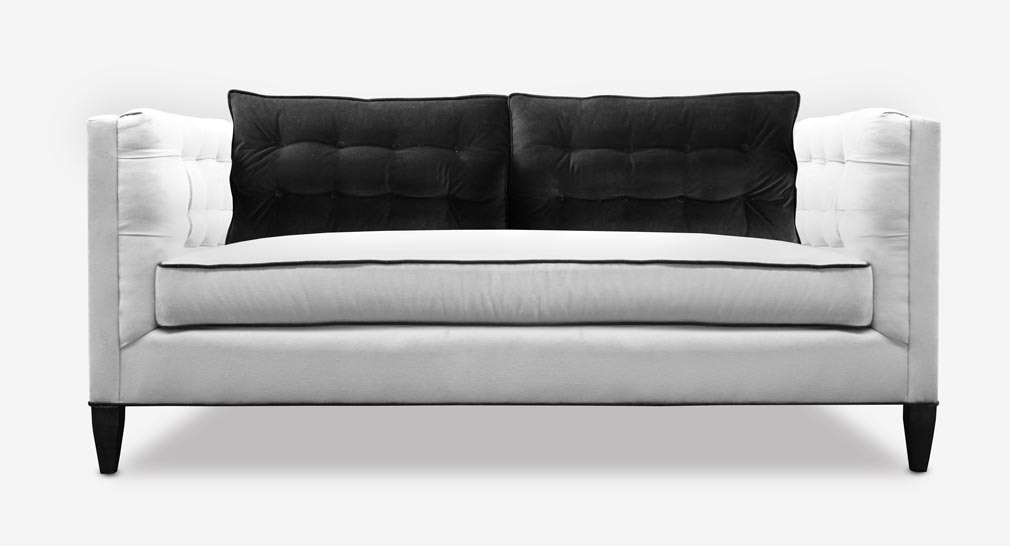 Black and White Dylan Midcentury Tufted Love Seat