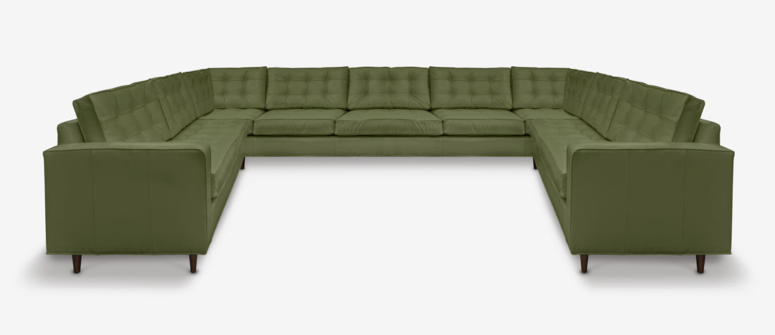 Custom U-Shaped Midcentury Sectional Sofa