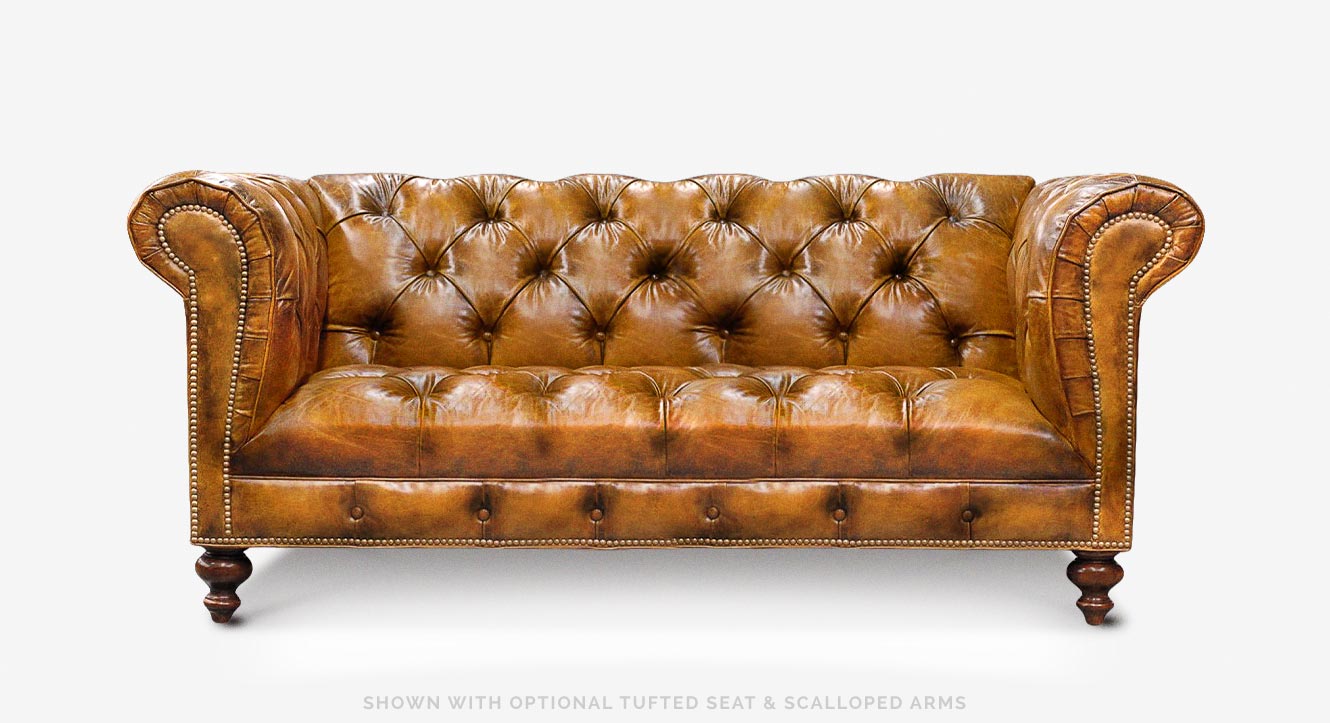 Hemingway American Chesterfield Sofa With Vintage Cigar Leather Tufting