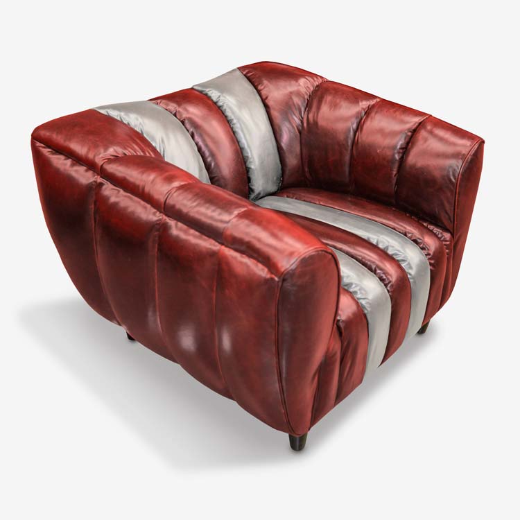 Hughes Art Deco Sofa with Custom Racing Striped Leather