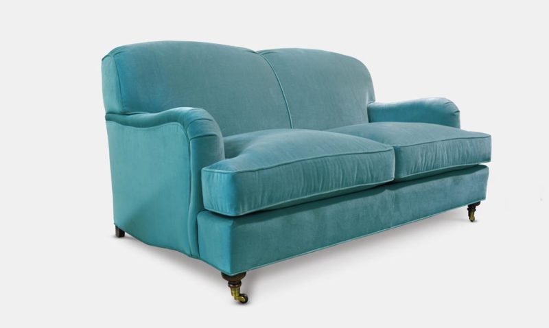Blue Kubrick Tight Back English Arm Sofa In Como Atlantic Velvet