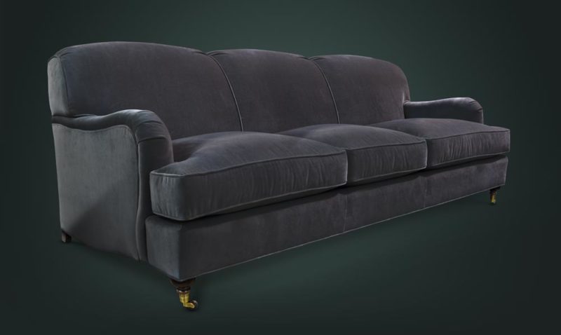 Kubrick Tight Back English Arm Sofa In Como Black Velvet