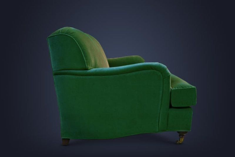Green Kubrick English Arm Tight Back Sofa In Como Emerald Velvet