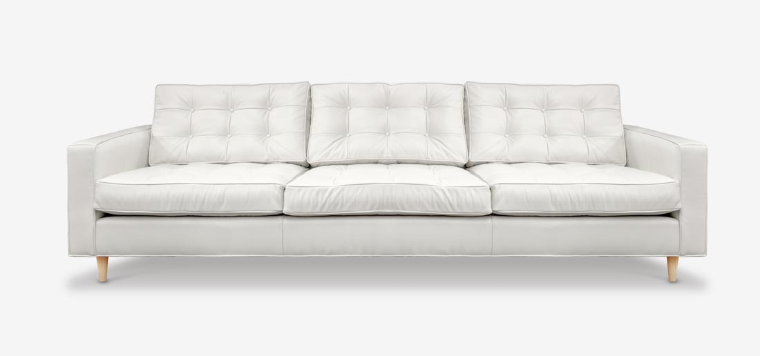 Redding Midcentury Sofa in White Leather