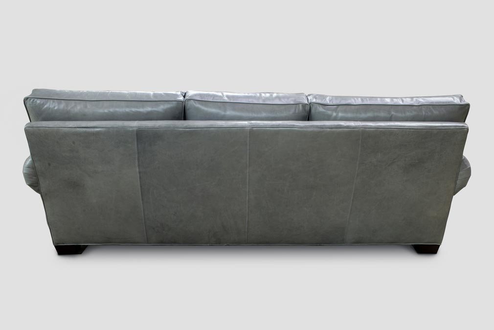 Back of Roosevelt Lawson Leather Sofa in Echo Limestone