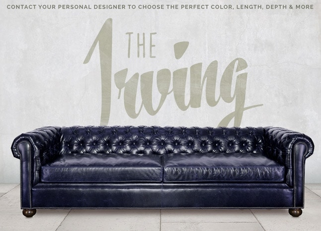 Irving Classic Navy Blue Leather Chesterfield