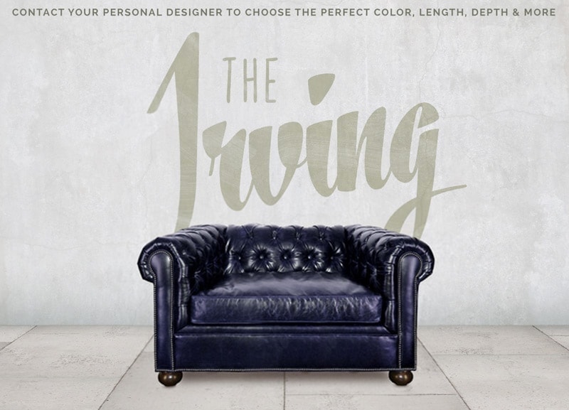 Irving Classic Navy Blue Leather Chesterfield