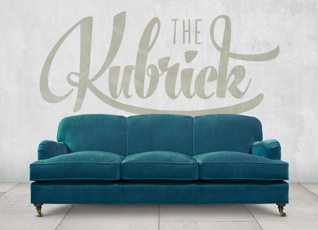 Blue Kubrick Tight Back English Arm Sofa in Como Cyan Velvet