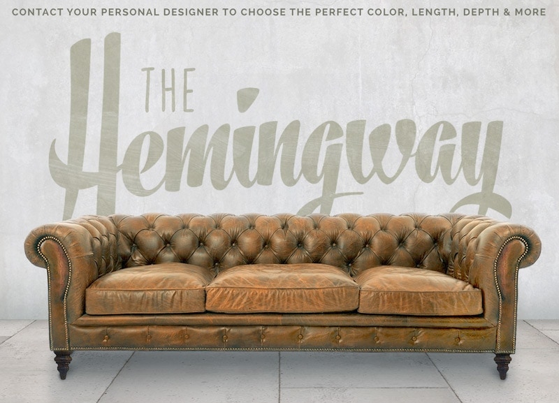 Hemingway Custom Chesterfield Sofa in Vintage Leather
