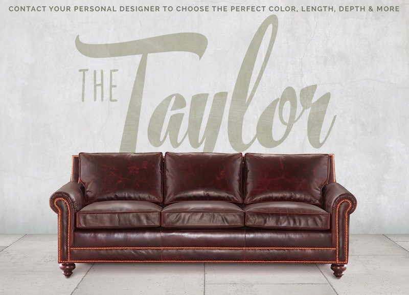 Taylor Petite Roll Arm Sofa in Oxblood Leather