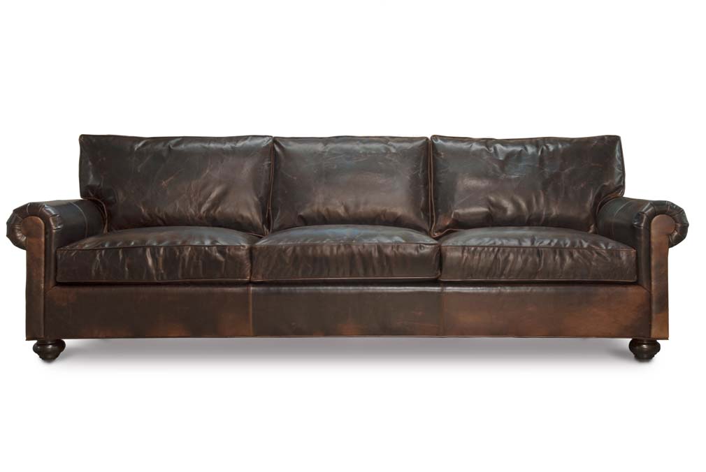 Custom Roosevelt Cigar Leather Lawson Style Sofa