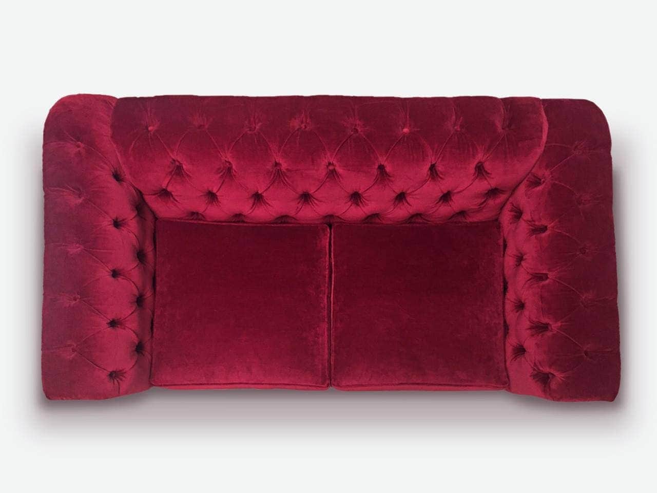 Irving Traditional Chesterfield Sofa in Custom Red Wine Velvet