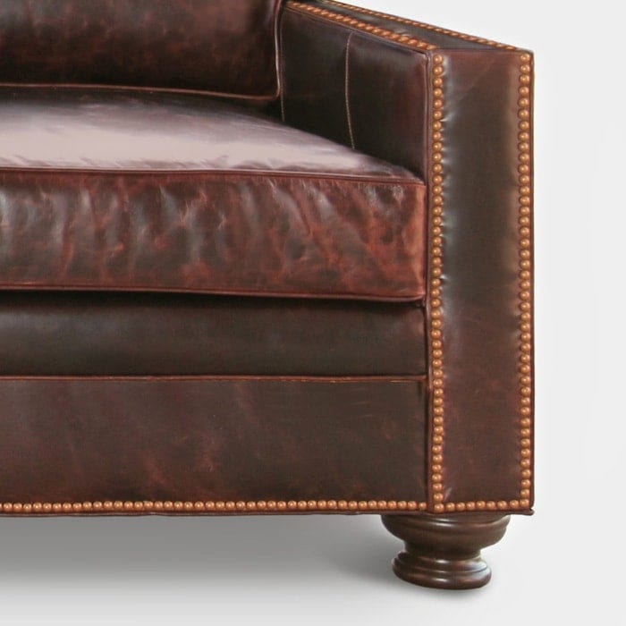 Heston Leather Petite Track Arm Sectional