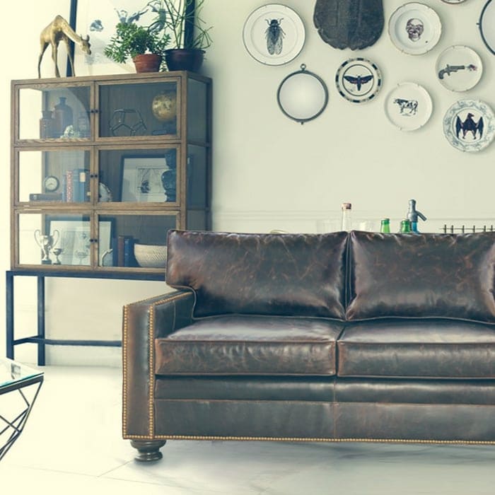Heston Leather Petite Track Arm Sofa
