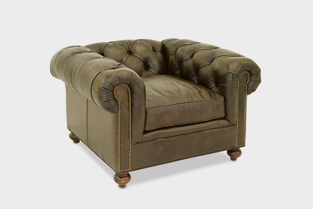 Irving Classic Chesterfield Armchair in Brown Leather