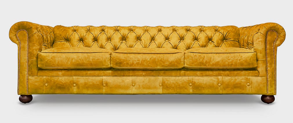 Irving Classic Gold Suede Chesterfield Sofa
