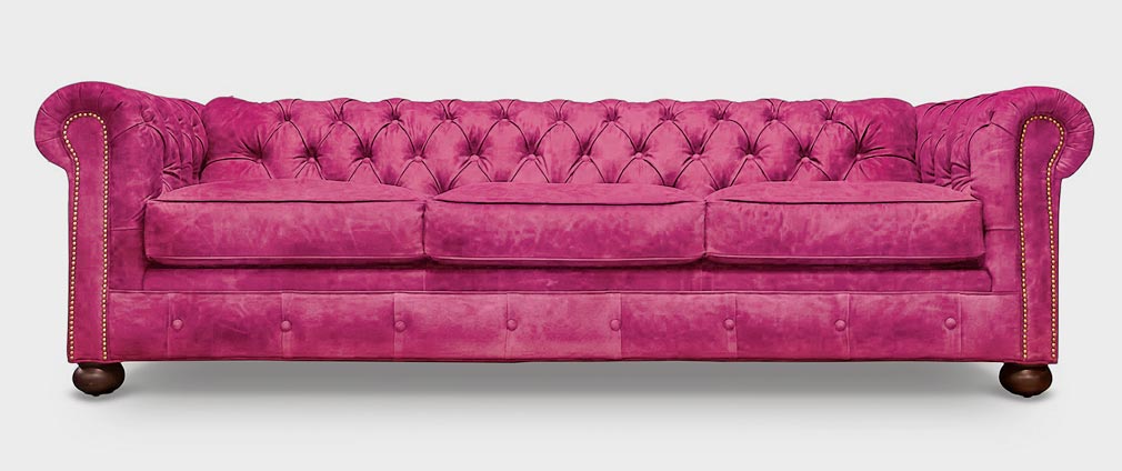 Irving Classic Pink Suede Chesterfield Sofa
