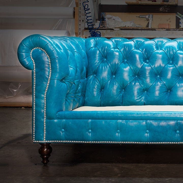 Making a Blue Leather Chesterfield