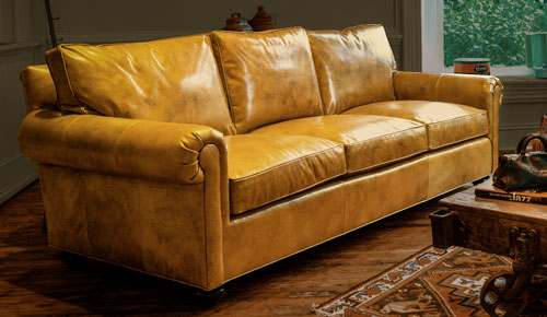 Roosevelt Roll Arm Lawson Style Leather Sofa