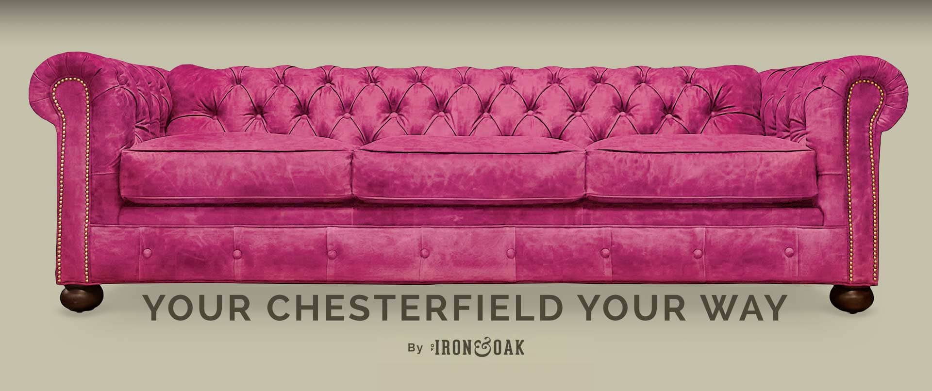 Pink Leather Chesterfield Sofa