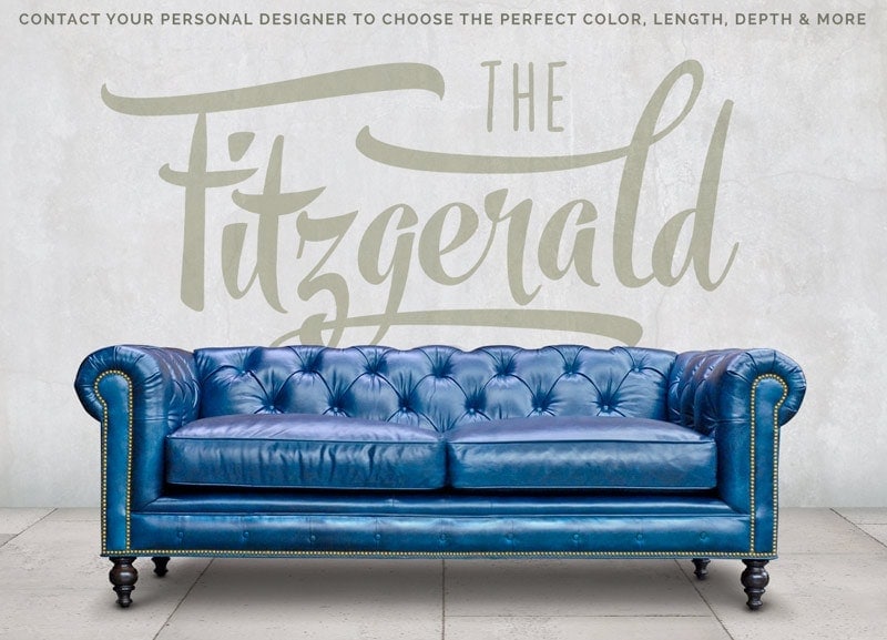 Fitzgerald Blue Leather Sofa