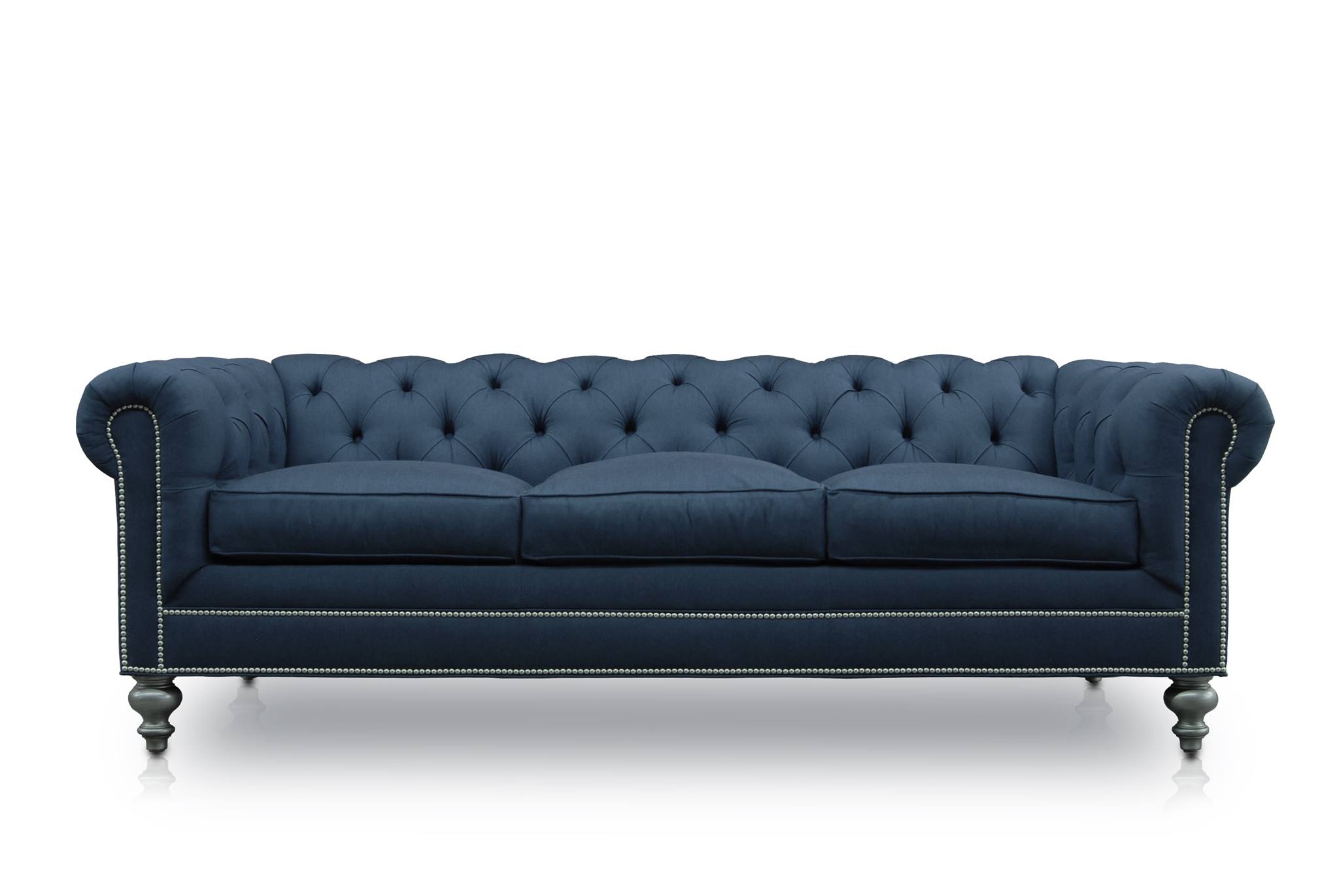 Fitzgerald Classic Chesterfield Sofa in Navy Blue Sunbrella Fabric