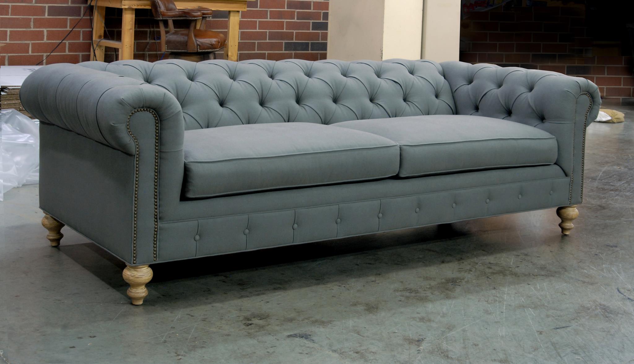 Fitzgerald Classic Chesterfield Sofa in Grey Fabric