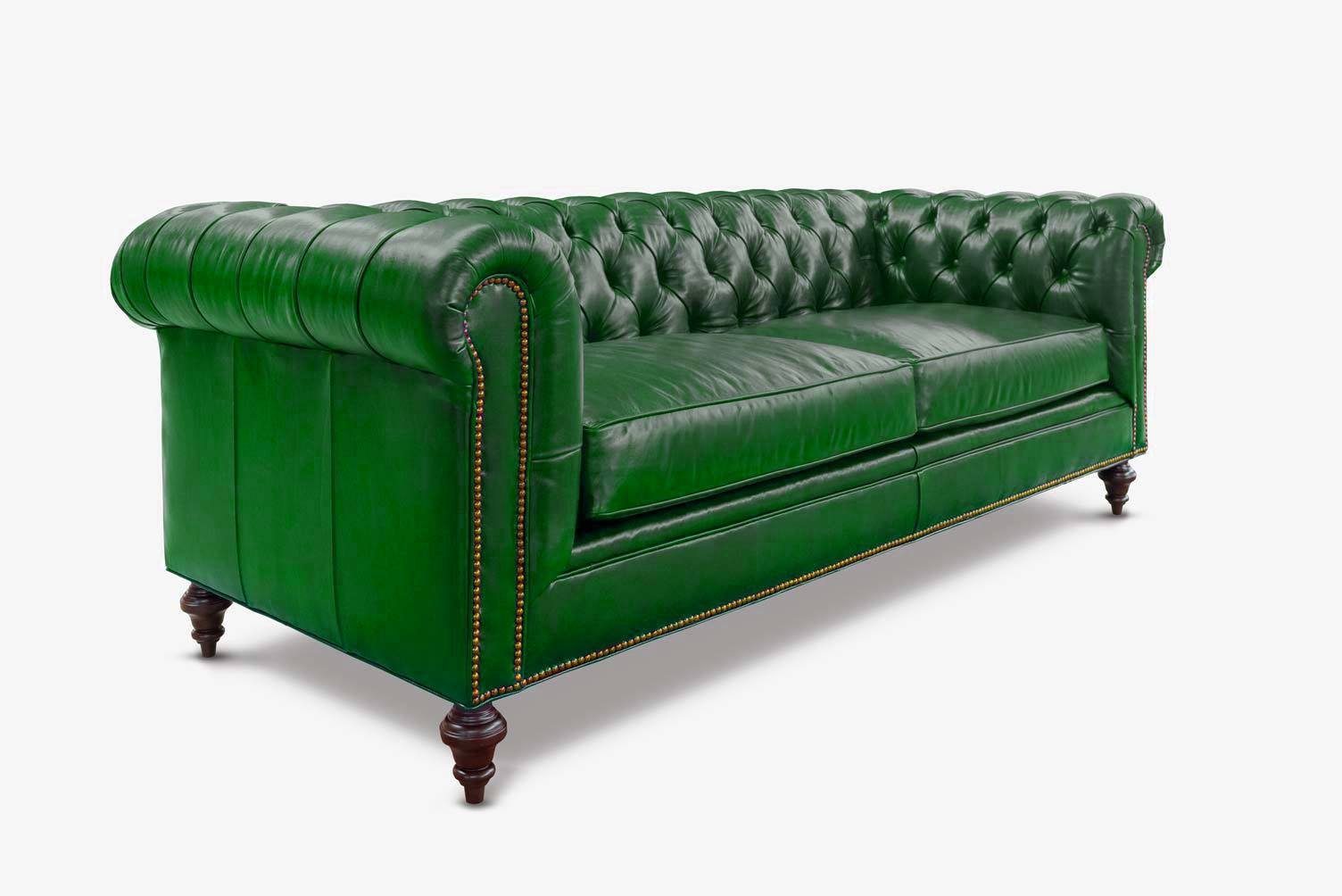 Fitzgerald Chesterfield Sofa in Emerald Green Leather