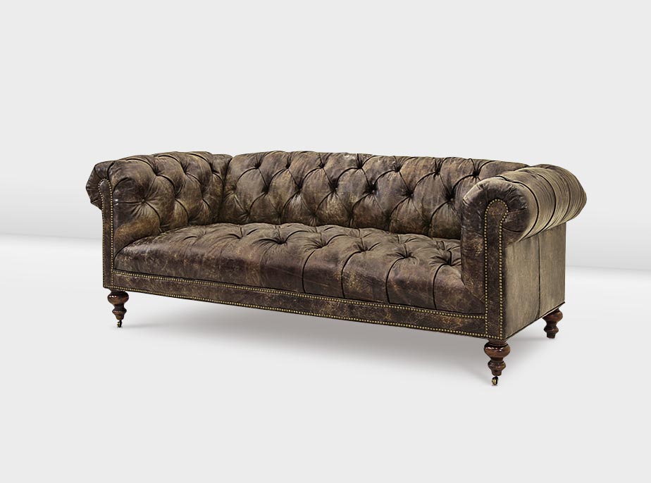 Wright Vintage Leather Tufted Chesterfield Loveseat
