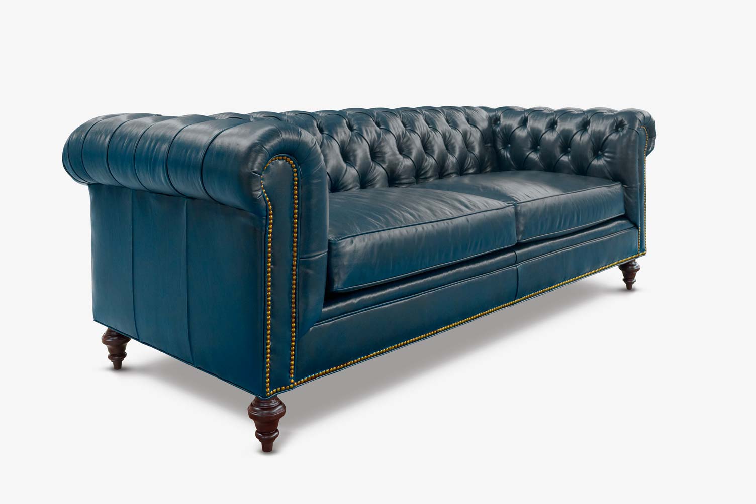 Fitzgerald Vintage Blue Leather Sofa