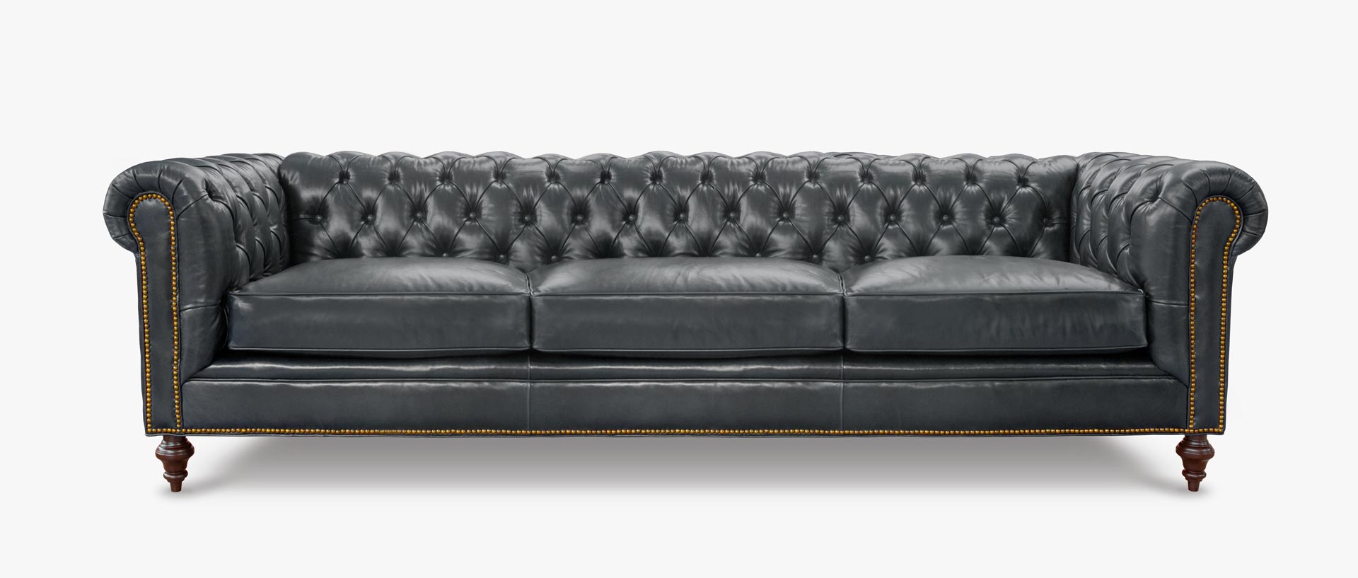 Fitzgerald Vintage Black Leather Chesterfield Sofa