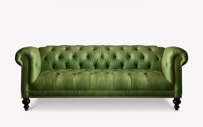 Fitzgerald Green Leather Chesterfield Sofa With Tufted Seat Of Fitzgerald Green Leather Chesterfield Sofa With Tufted Seat