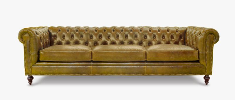 Fitzgerald Vintage Brown Saddle Leather Chesterfield Sofa