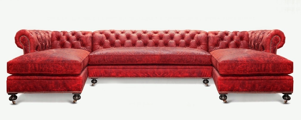 Fitzgerald Chesterfield Red Leather, Red Leather Sectional