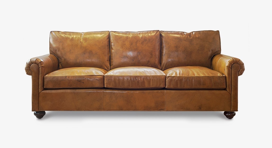 Roosevelt Vintage Brown Leather Roll Arm Sofa